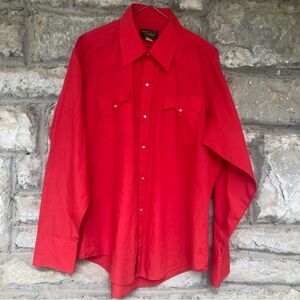 Vintage men’s high country red western country Pearl snap button down shirt 17”